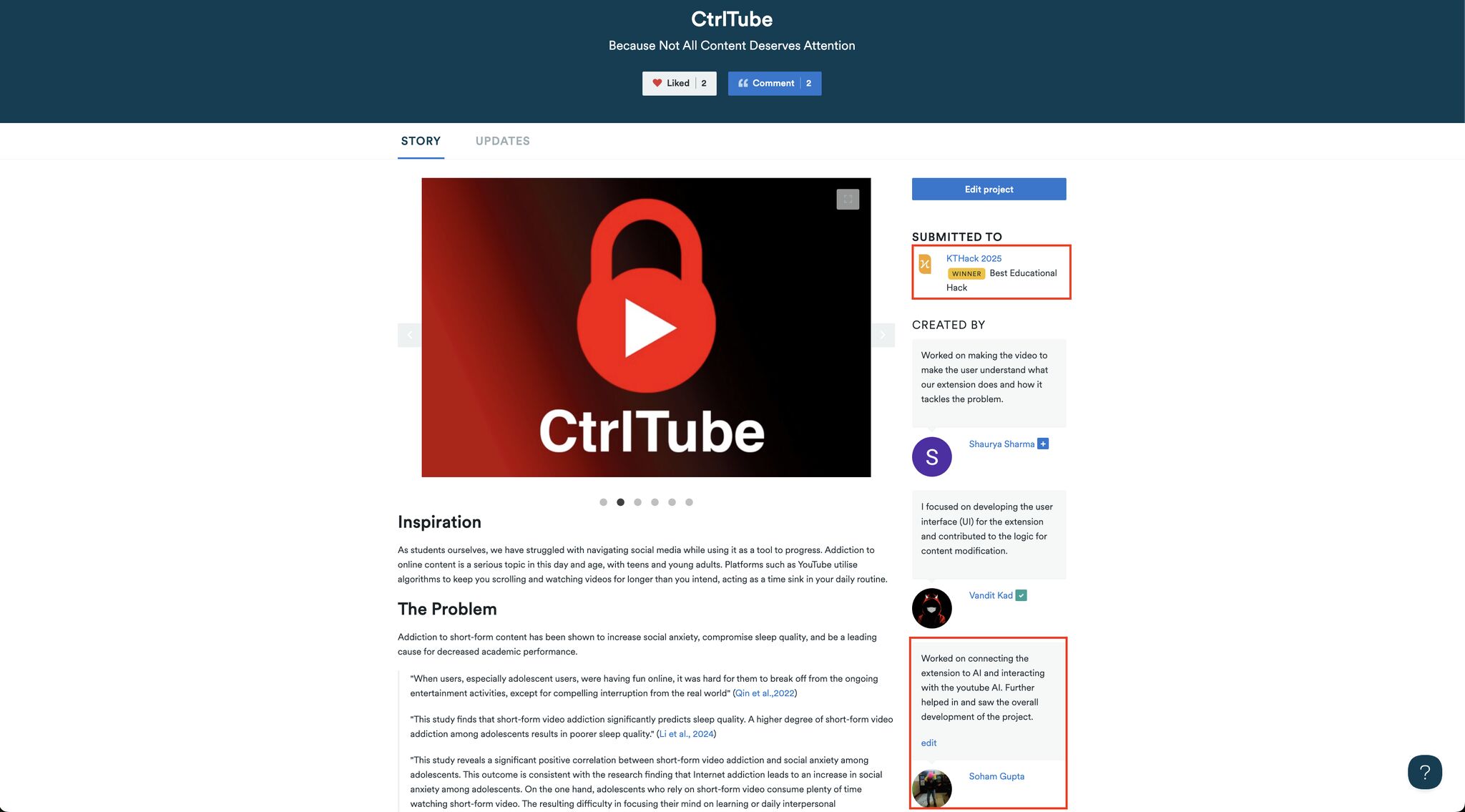 Best Educational Hack, KTByte Hackathon